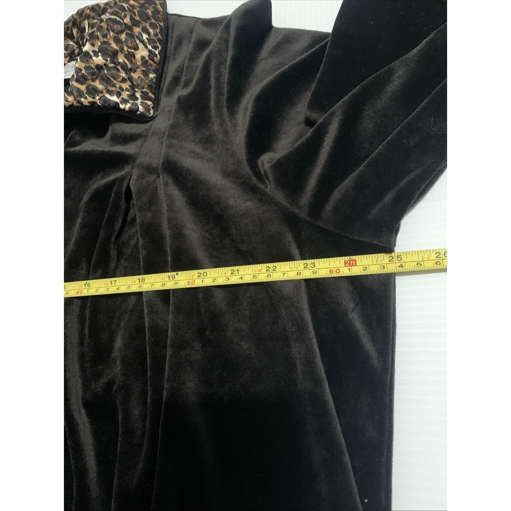 Cinema Etoile Robe Womens 2X Black Animal Print Trim Velvet Velour Maxi Zip - Picture 12 of 14